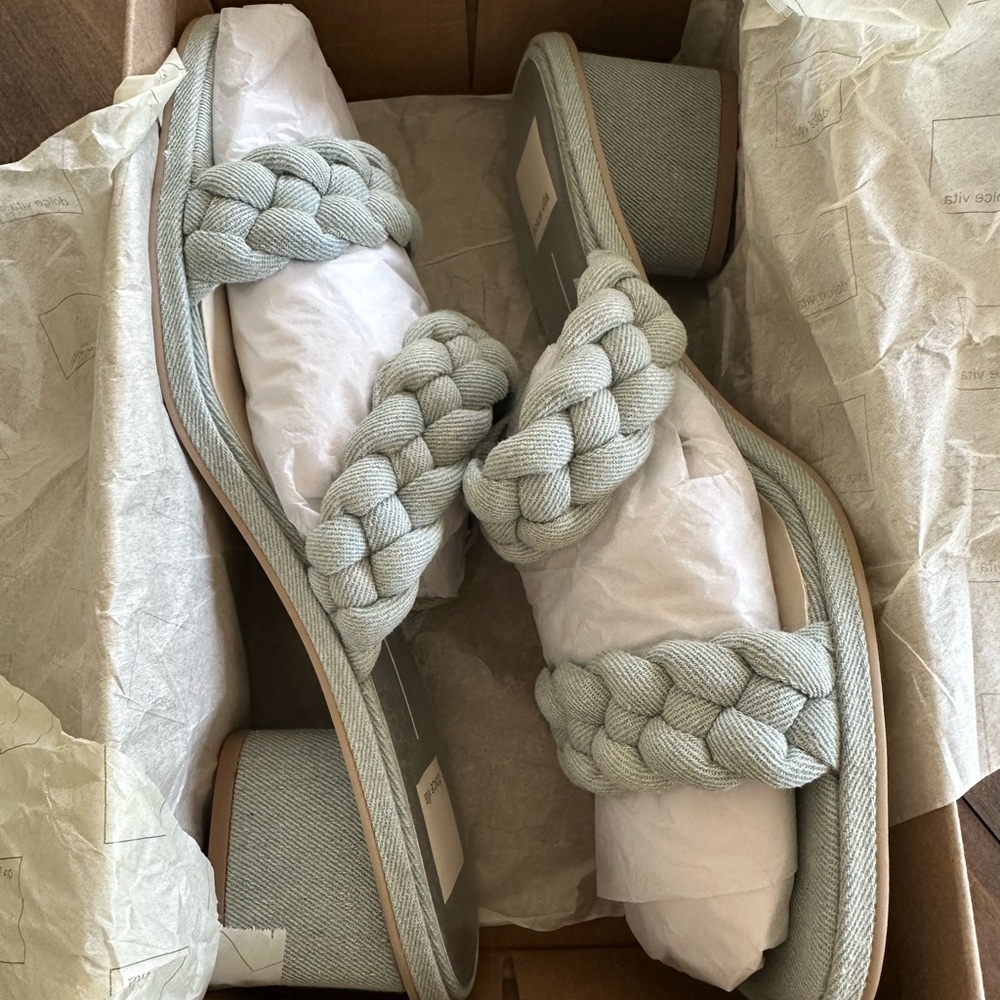 Dolce Vita Light Blue Braided Heels - Picture 3 of 6